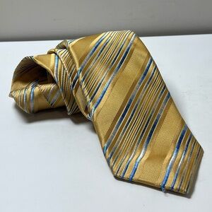Robert Talbott Carmel Best of Class Gold and Blue Silk Striped Tie Lux